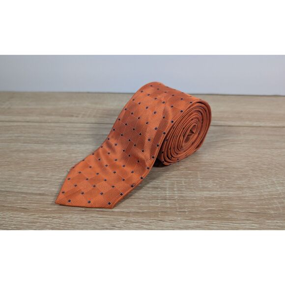 Salisbury Orange Necktie Woven Basketweave Pattern 3.25” Wide 100% Microfiber - Picture 1 of 3